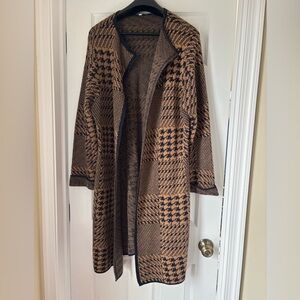 Black and Brown Houndstooth Cardigan